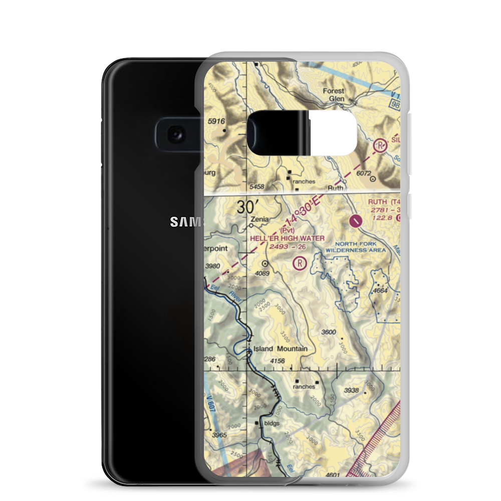 Hell'er High Water Airport (45CL) VFR Sectional Samsung Case Samsung Galaxy S10e model shown