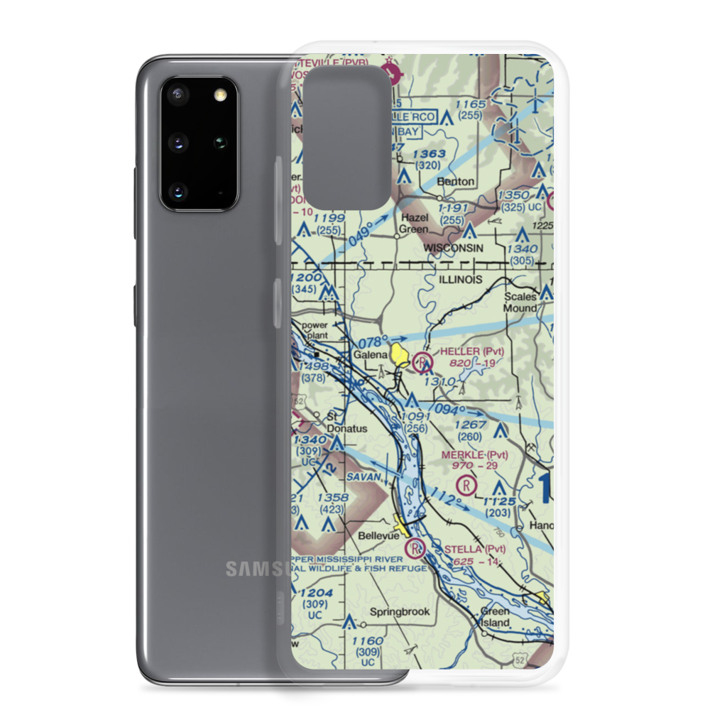 Heller Airport (22IL) VFR Sectional Samsung Case Samsung Galaxy S20 Plus model shown