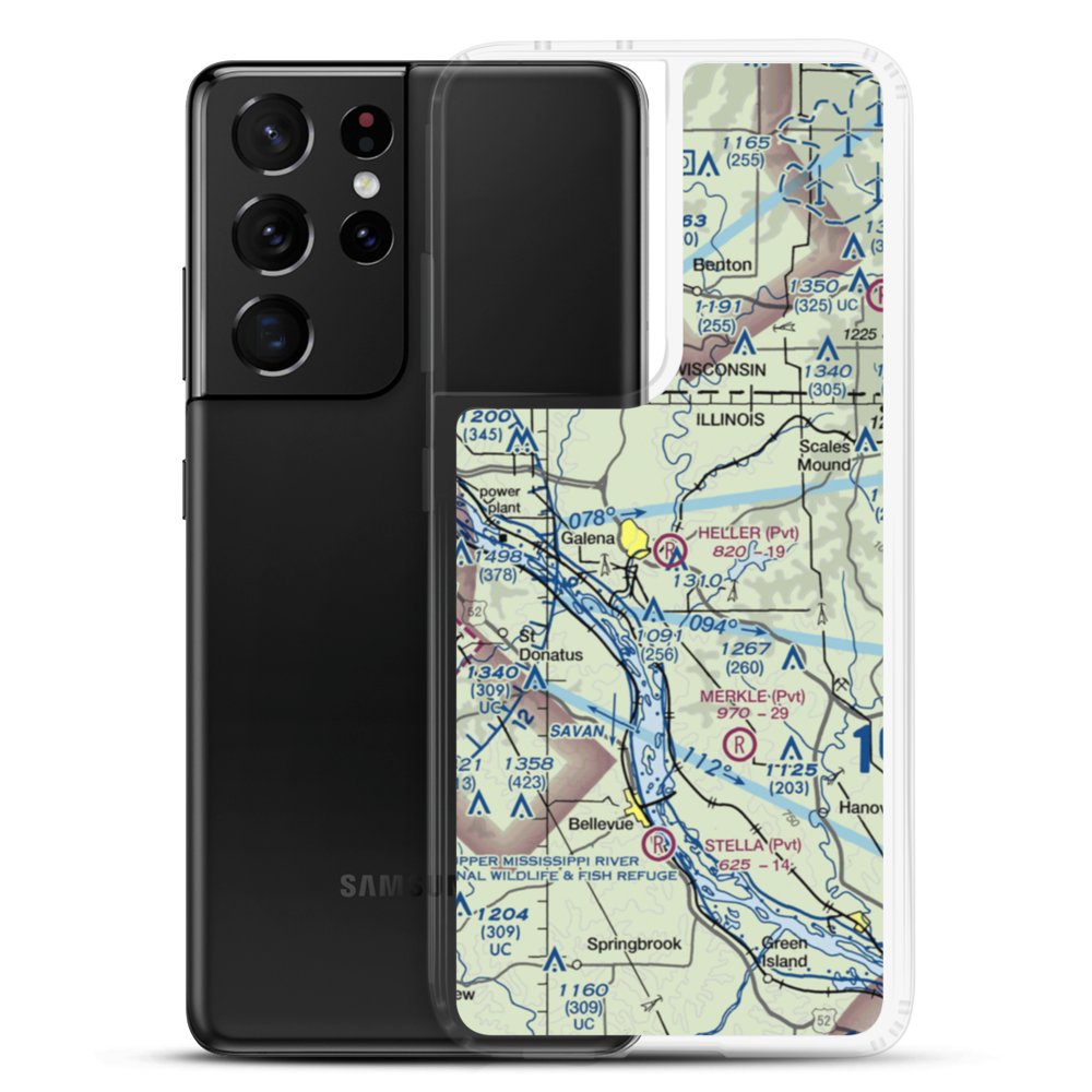Heller Airport (22IL) VFR Sectional Samsung Case Samsung Galaxy S21 Ultra model shown