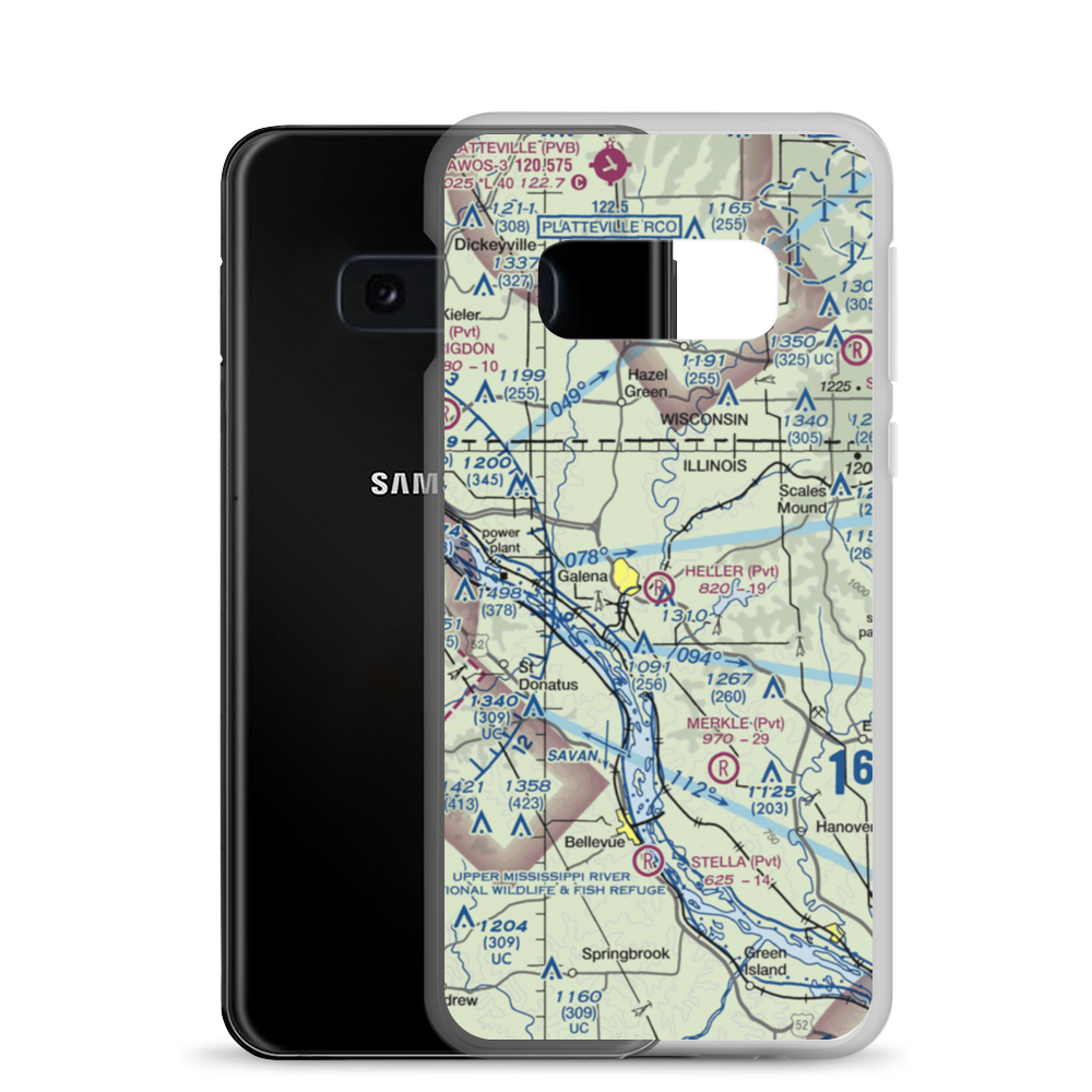 Heller Airport (22IL) VFR Sectional Samsung Case Samsung Galaxy S10e model shown