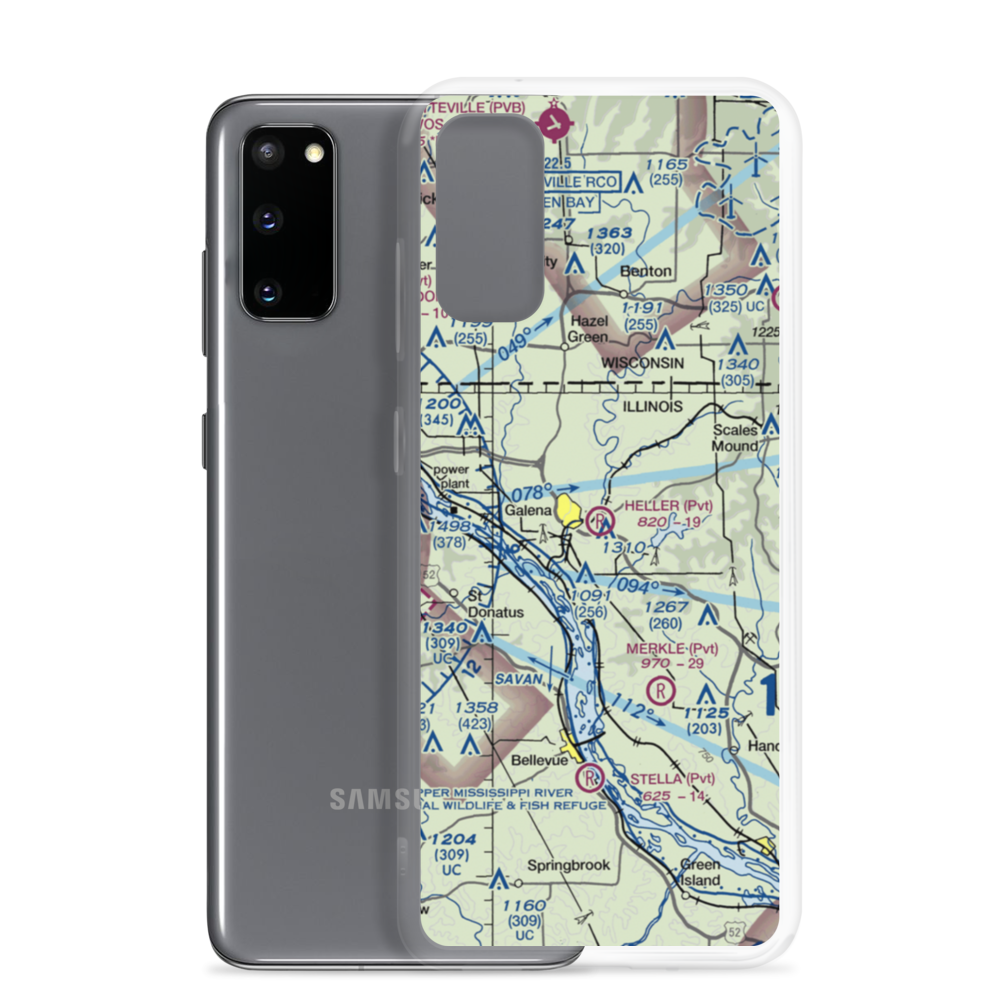 Heller Airport (22IL) VFR Sectional Samsung Case Samsung Galaxy S20 model shown