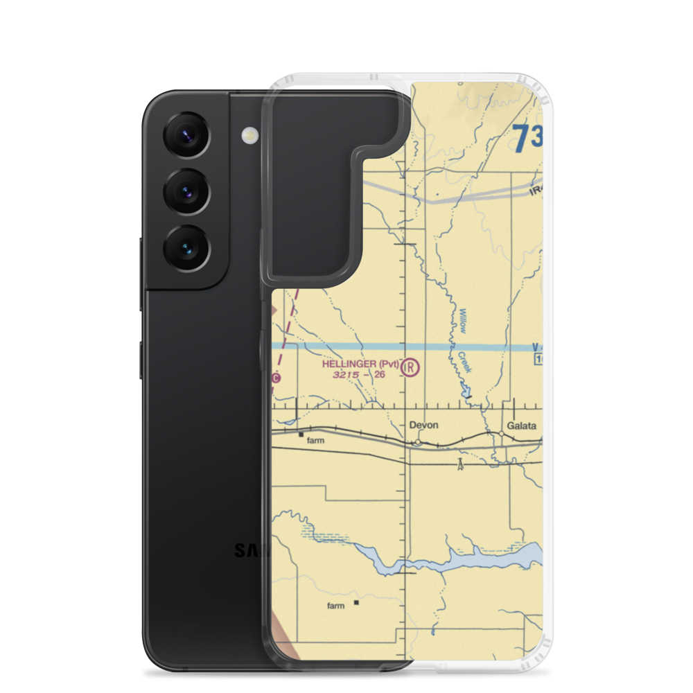 Hellinger Airport (MT02) VFR Sectional Samsung Case Samsung Galaxy S22 model shown