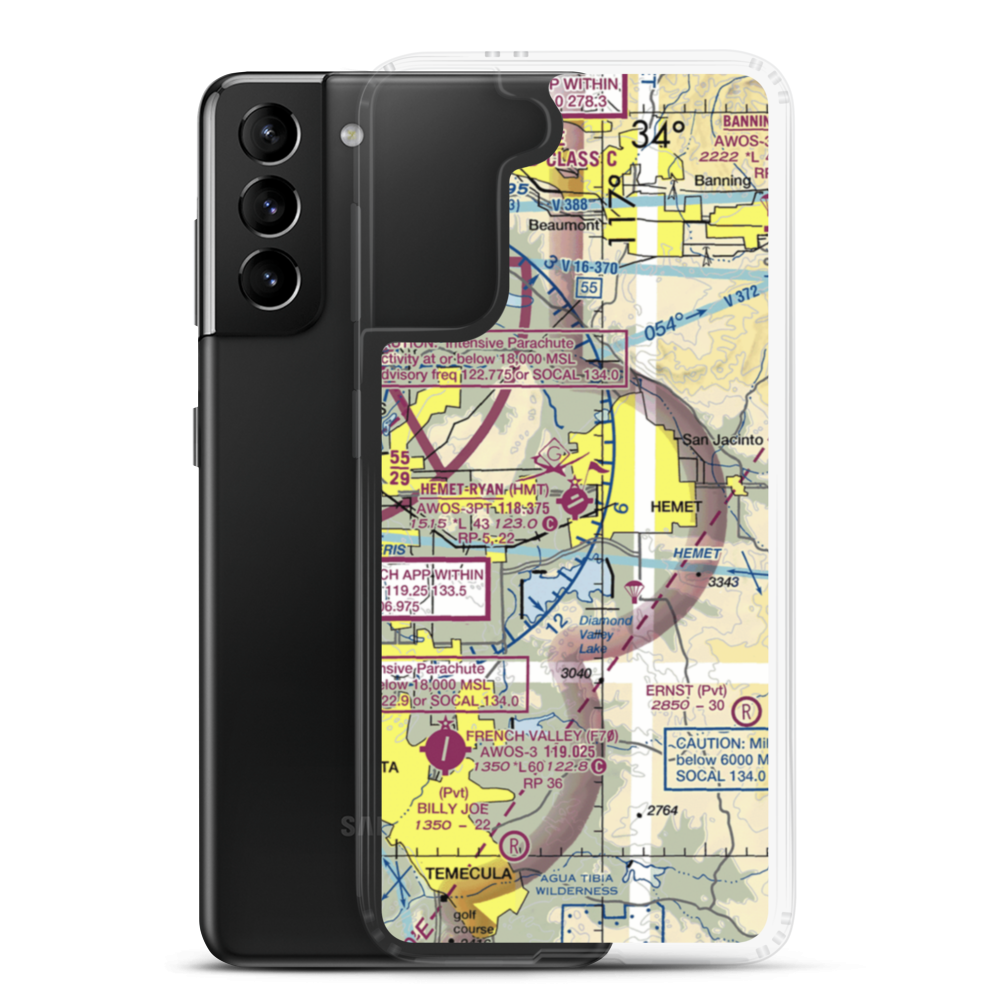 Hemet Ryan Airport (HMT) VFR Sectional Samsung Case Samsung Galaxy S21 Plus model shown