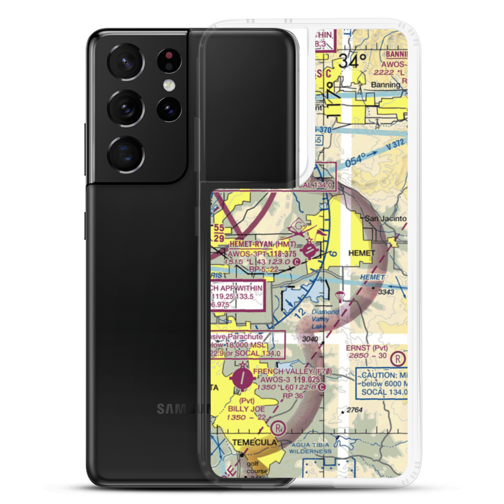 Hemet Ryan Airport (HMT) VFR Sectional Samsung Case Samsung Galaxy S21 Ultra model shown