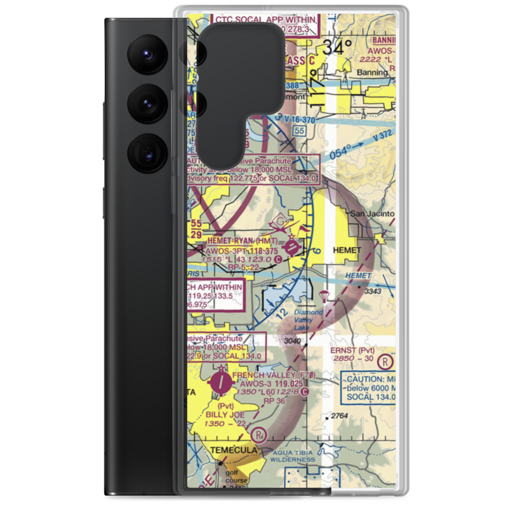 Hemet Ryan Airport (HMT) VFR Sectional Samsung Case Samsung Galaxy S22 Ultra model shown
