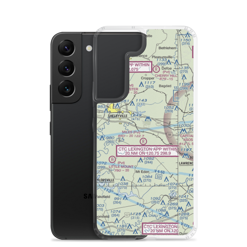 Hemp Ridge Airport (64KY) VFR Sectional Samsung Case Samsung Galaxy S22 model shown