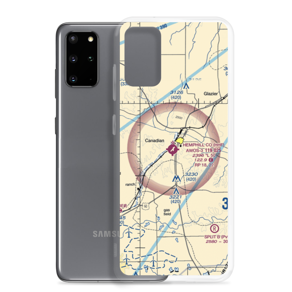 Hemphill County Airport (HHF) VFR Sectional Samsung Case Samsung Galaxy S20 Plus model shown