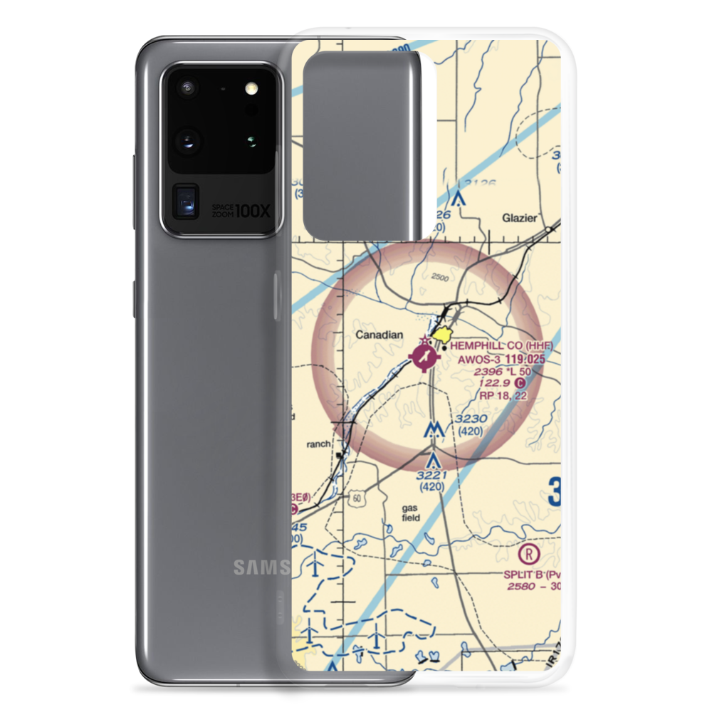 Hemphill County Airport (HHF) VFR Sectional Samsung Case Samsung Galaxy S20 Ultra model shown