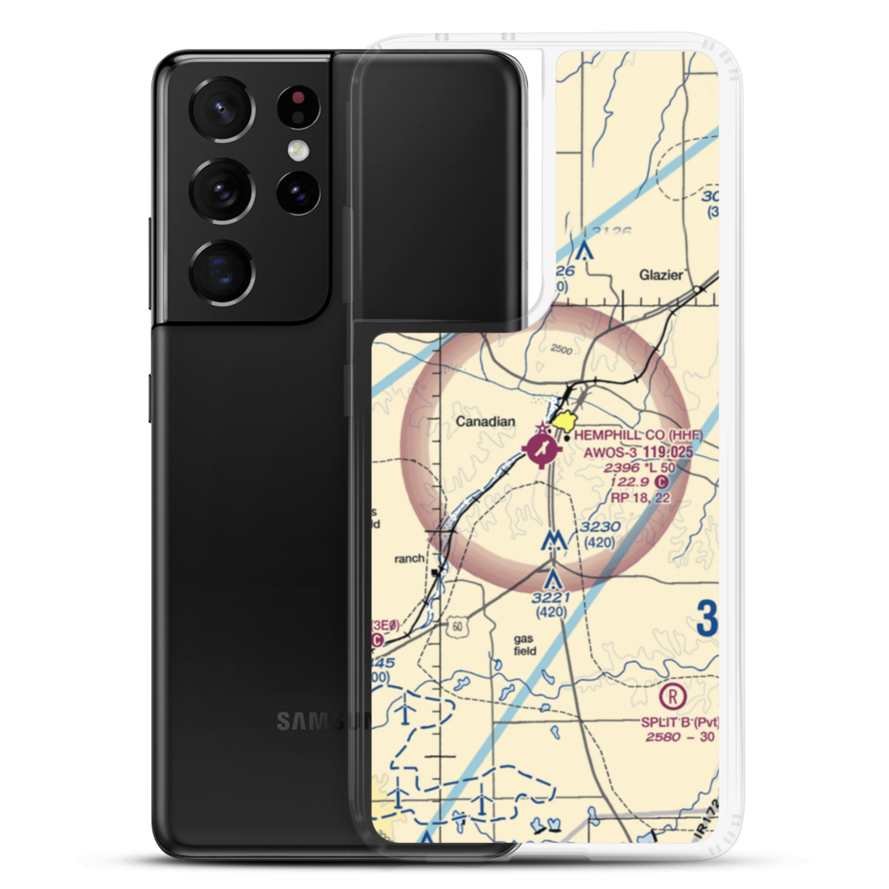 Hemphill County Airport (HHF) VFR Sectional Samsung Case Samsung Galaxy S21 Ultra model shown