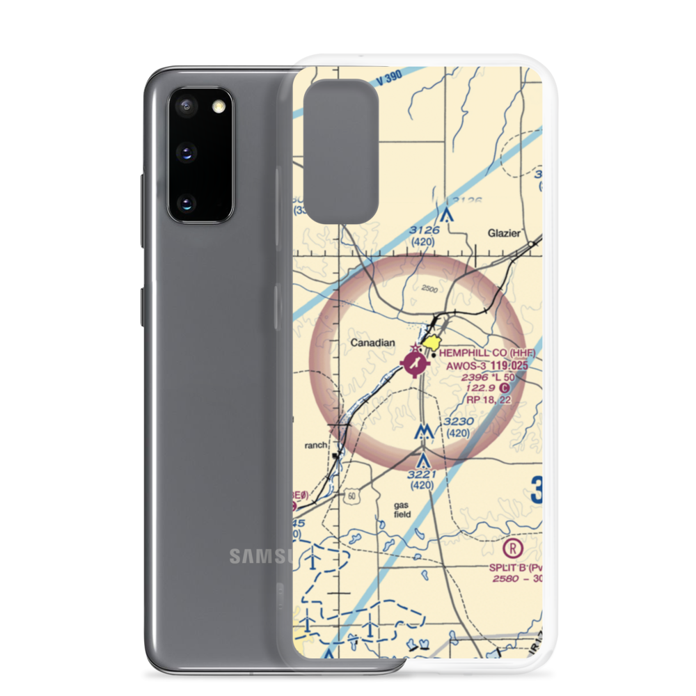 Hemphill County Airport (HHF) VFR Sectional Samsung Case Samsung Galaxy S20 model shown