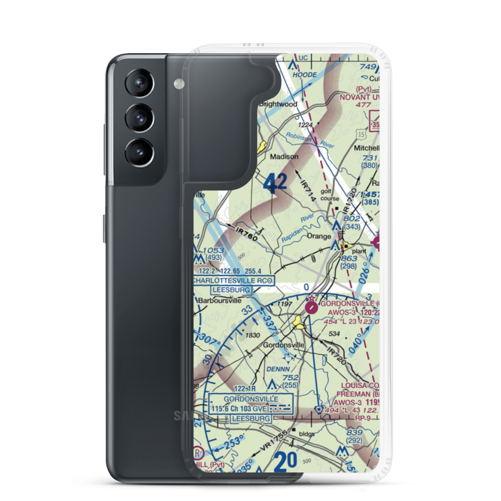 Hen & Bacon Airport (90VA) VFR Sectional Samsung Case Samsung Galaxy S21 model shown