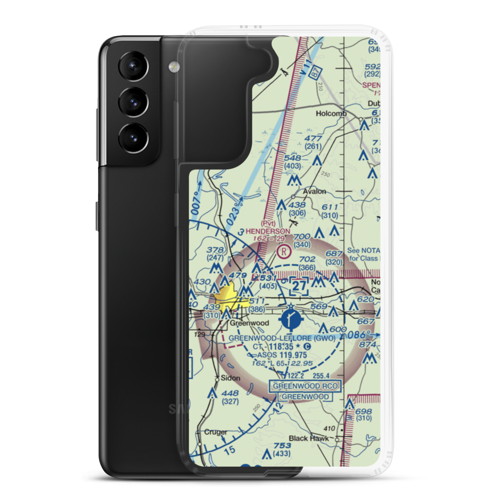 Henderson Airport (8MS1) VFR Sectional Samsung Case Samsung Galaxy S21 Plus model shown