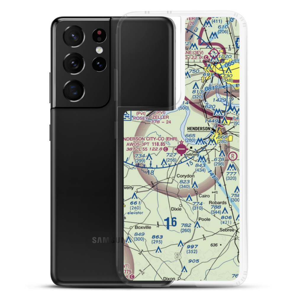 Henderson City County Airport (EHR) VFR Sectional Samsung Case Samsung Galaxy S21 Ultra model shown