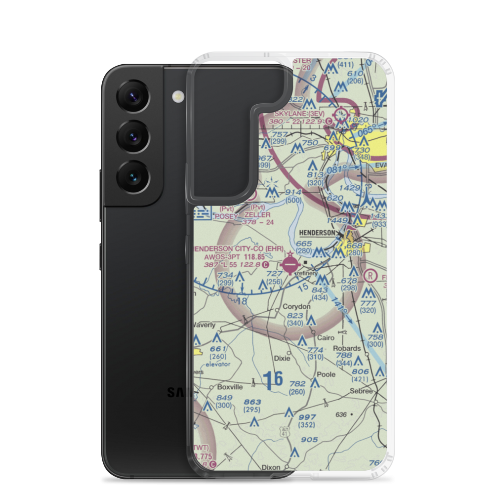 Henderson City County Airport (EHR) VFR Sectional Samsung Case Samsung Galaxy S22 model shown