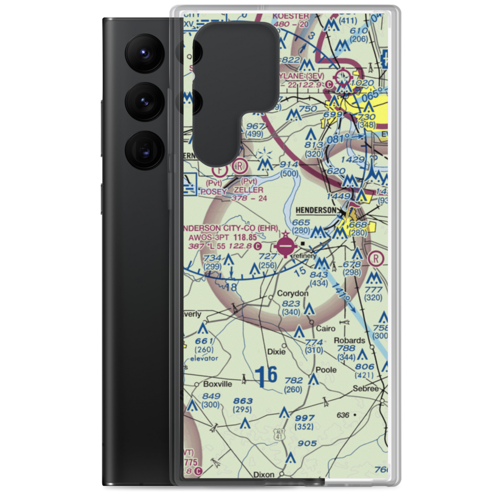 Henderson City County Airport (EHR) VFR Sectional Samsung Case Samsung Galaxy S22 Ultra model shown