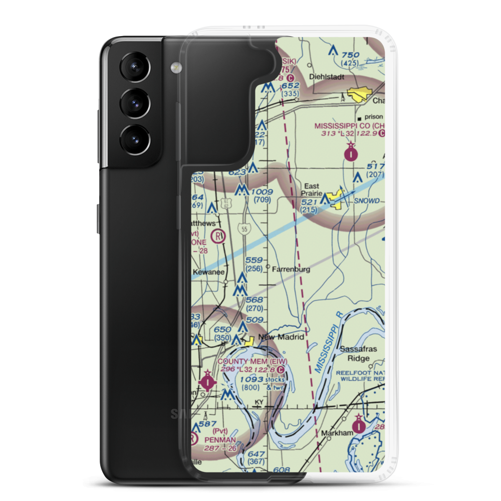 Henderson Mounds E B G Airport (MO57) VFR Sectional Samsung Case Samsung Galaxy S21 Plus model shown