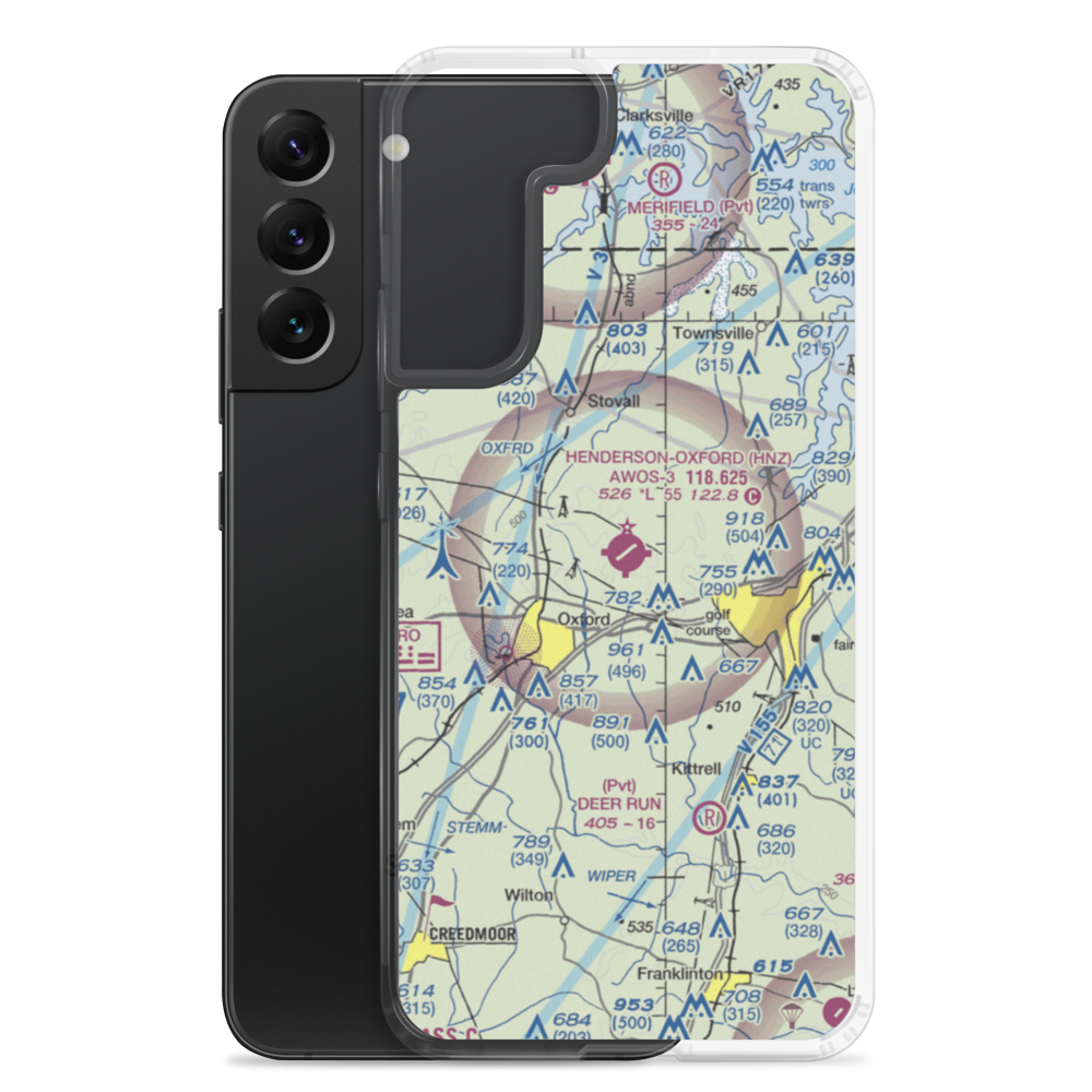 Henderson Oxford Airport (HNZ) VFR Sectional Samsung Case Samsung Galaxy S22 Plus model shown