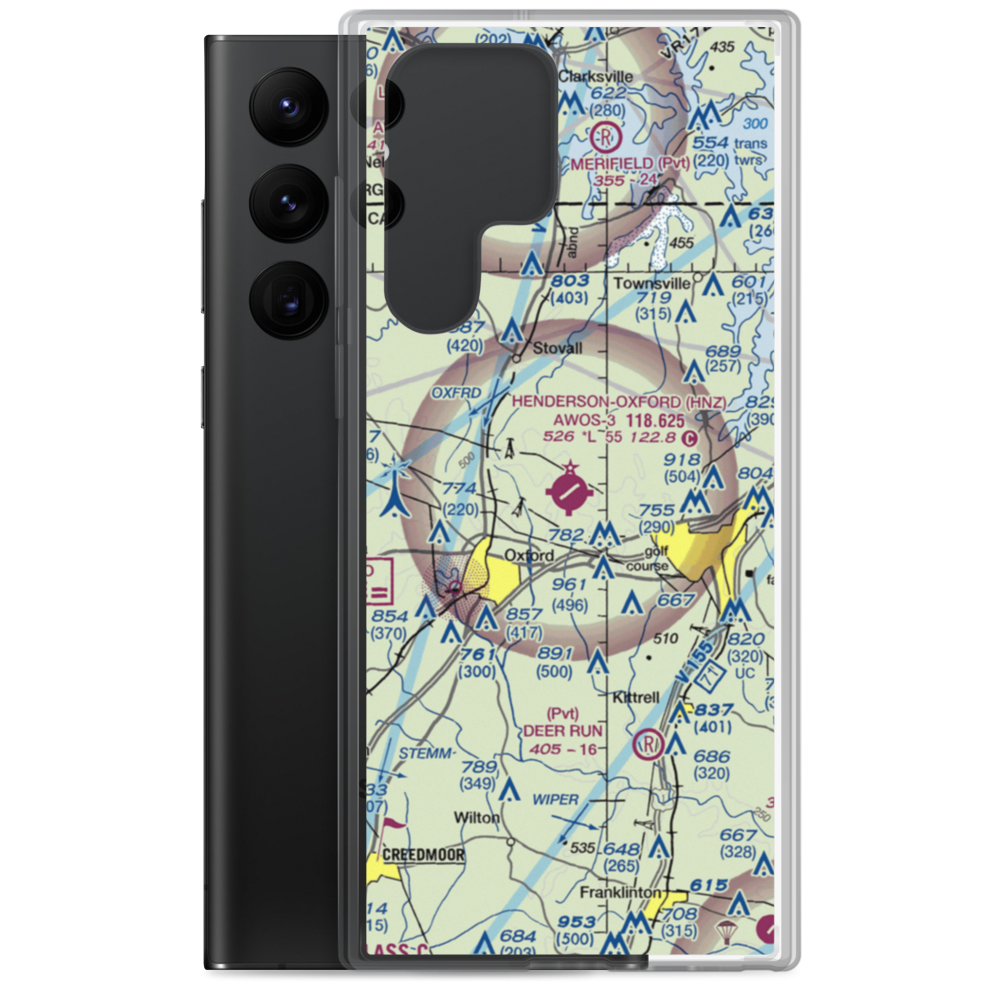 Henderson Oxford Airport (HNZ) VFR Sectional Samsung Case Samsung Galaxy S22 Ultra model shown