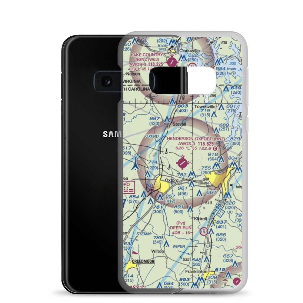 Henderson Oxford Airport (HNZ) VFR Sectional Samsung Case Samsung Galaxy S10e model shown