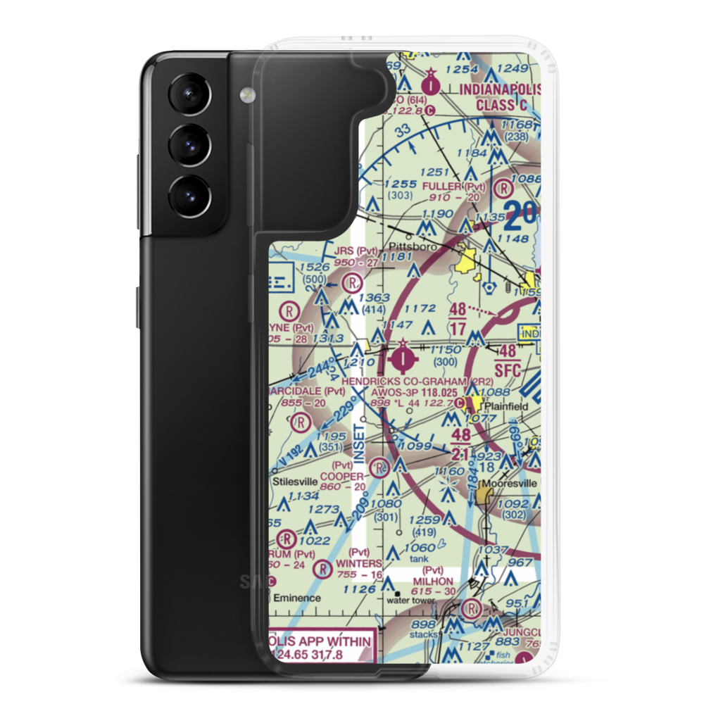 Hendricks County Gordon Graham Field (2R2) VFR Sectional Samsung Case Samsung Galaxy S21 Plus model shown