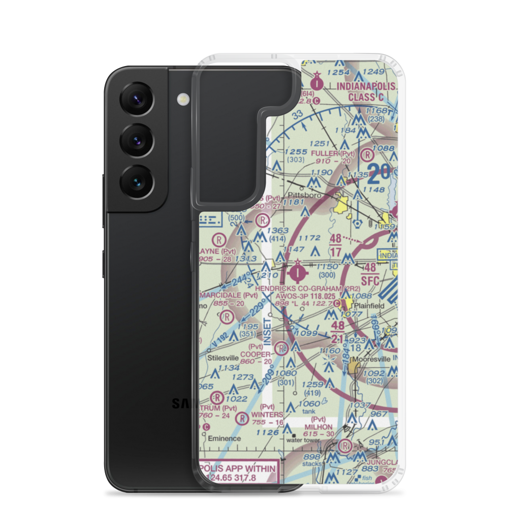 Hendricks County Gordon Graham Field (2R2) VFR Sectional Samsung Case Samsung Galaxy S22 model shown