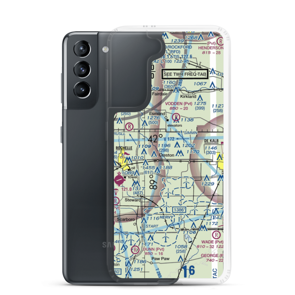Hendrickson Flying Service Airport (IL93) VFR Sectional Samsung Case Samsung Galaxy S21 model shown