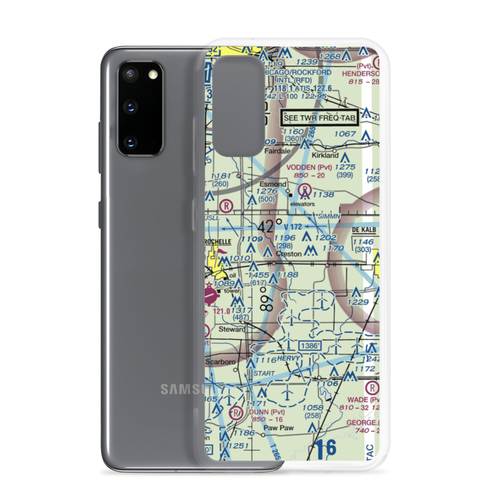 Hendrickson Flying Service Airport (IL93) VFR Sectional Samsung Case Samsung Galaxy S20 model shown