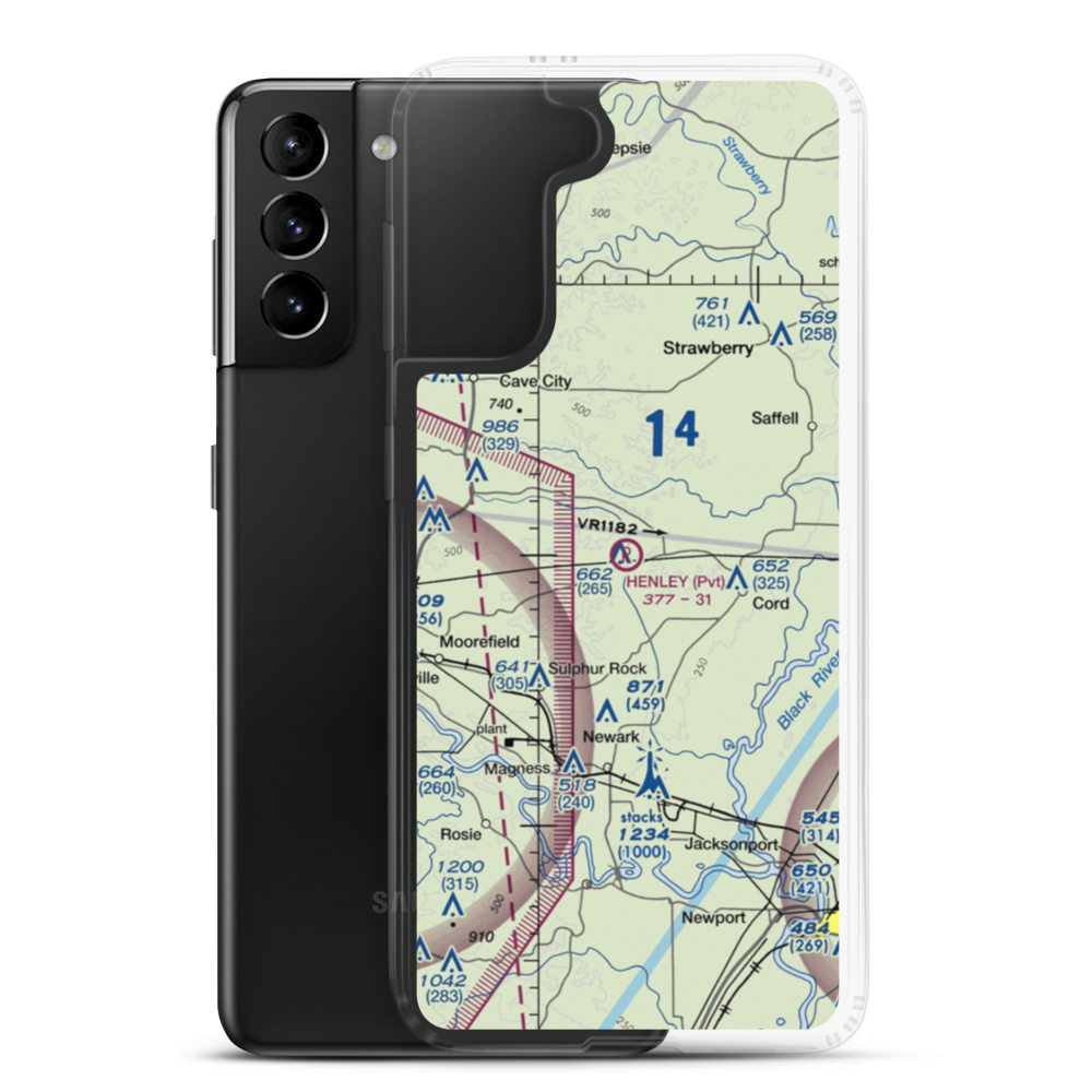 Henley Aerodrome (28AR) VFR Sectional Samsung Case Samsung Galaxy S21 Plus model shown