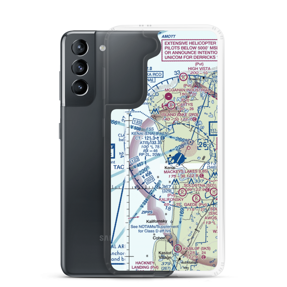 Henley Airport (75AK) VFR Sectional Samsung Case Samsung Galaxy S21 model shown