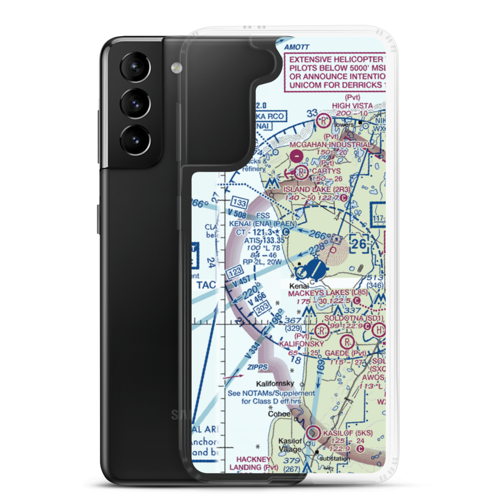Henley Airport (75AK) VFR Sectional Samsung Case Samsung Galaxy S21 Plus model shown