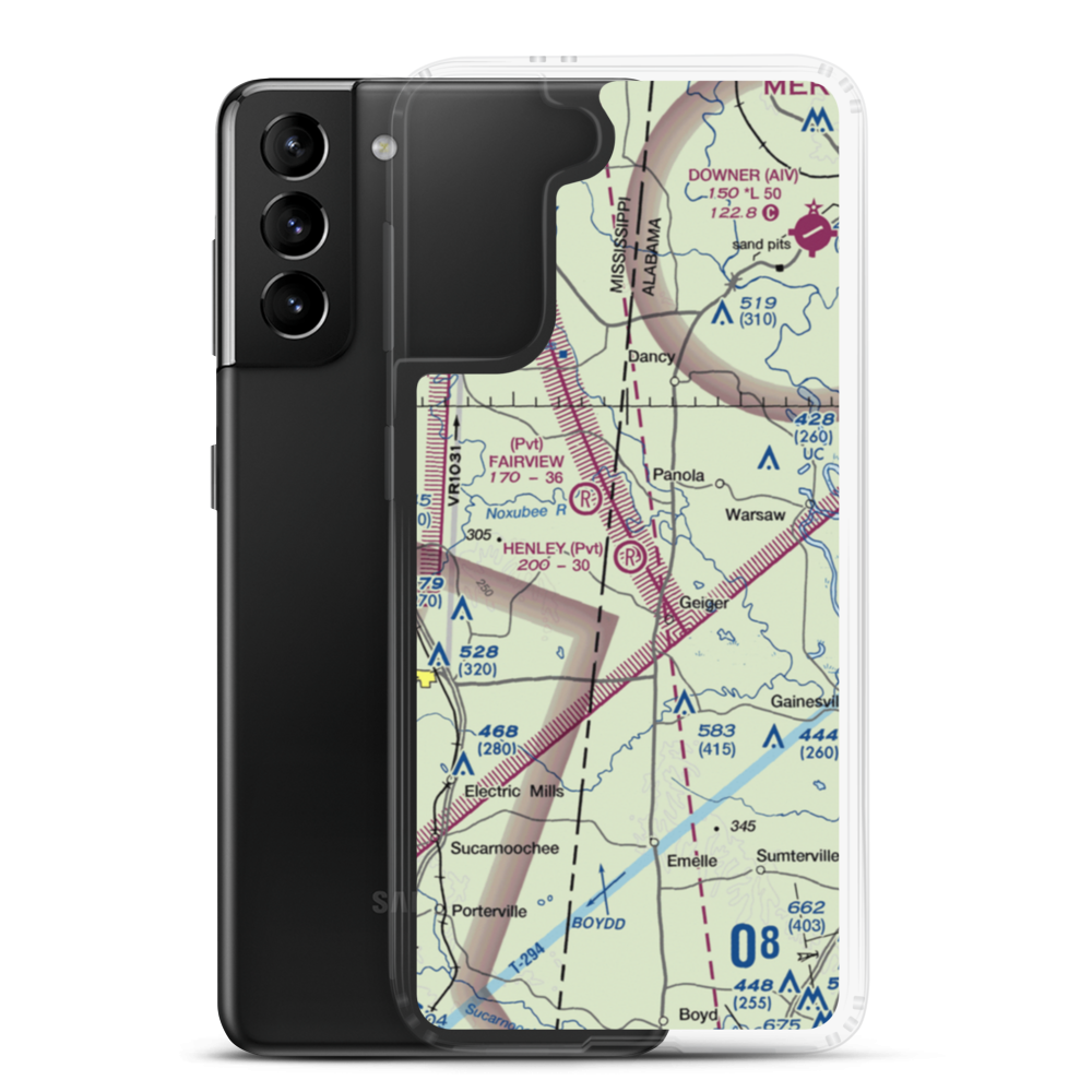 Henley Ranch Airport (AL43) VFR Sectional Samsung Case Samsung Galaxy S21 Plus model shown