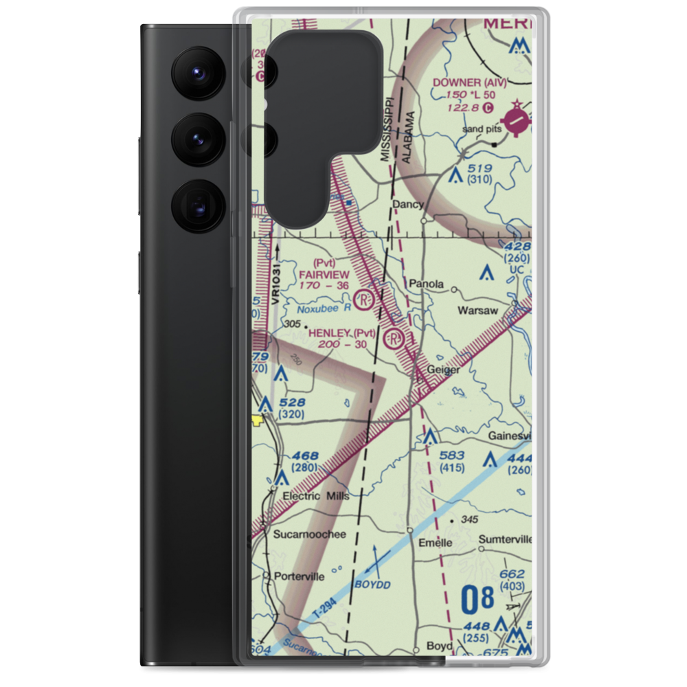 Henley Ranch Airport (AL43) VFR Sectional Samsung Case Samsung Galaxy S22 Ultra model shown