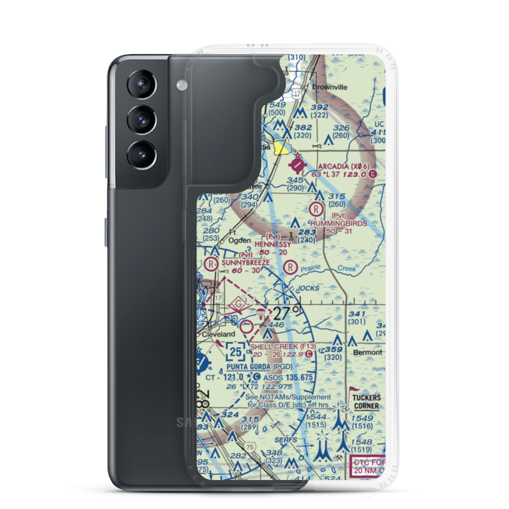 Hennessy Airport (26FD) VFR Sectional Samsung Case Samsung Galaxy S21 model shown