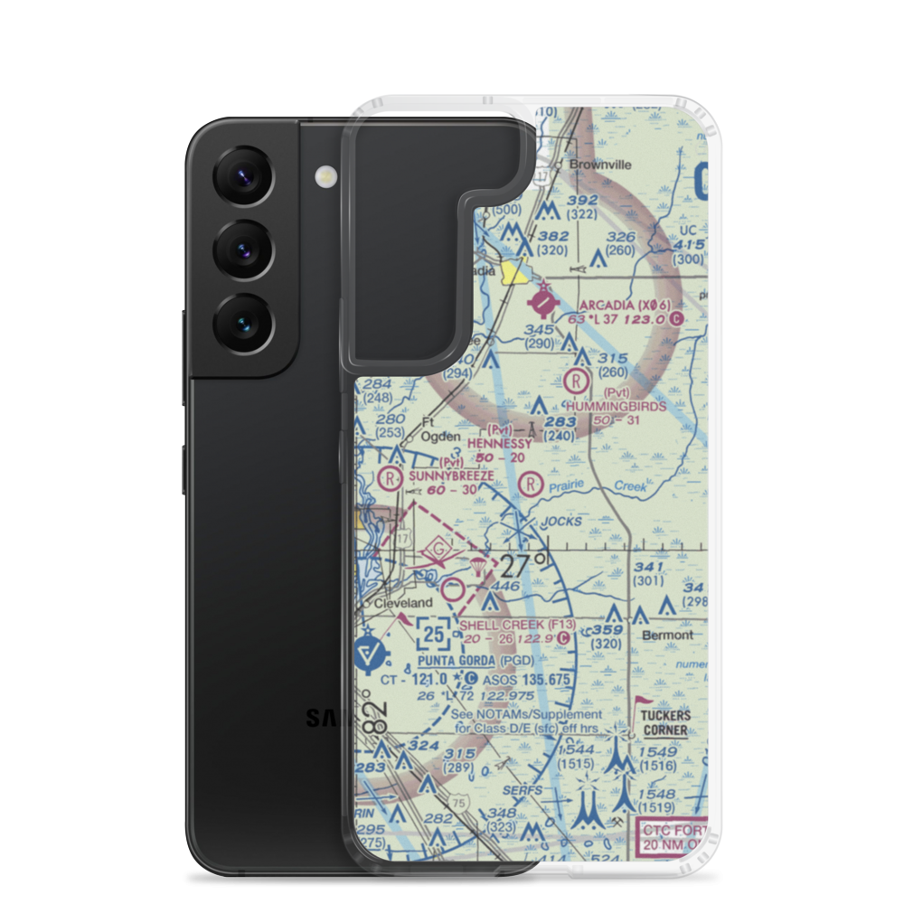 Hennessy Airport (26FD) VFR Sectional Samsung Case Samsung Galaxy S22 model shown