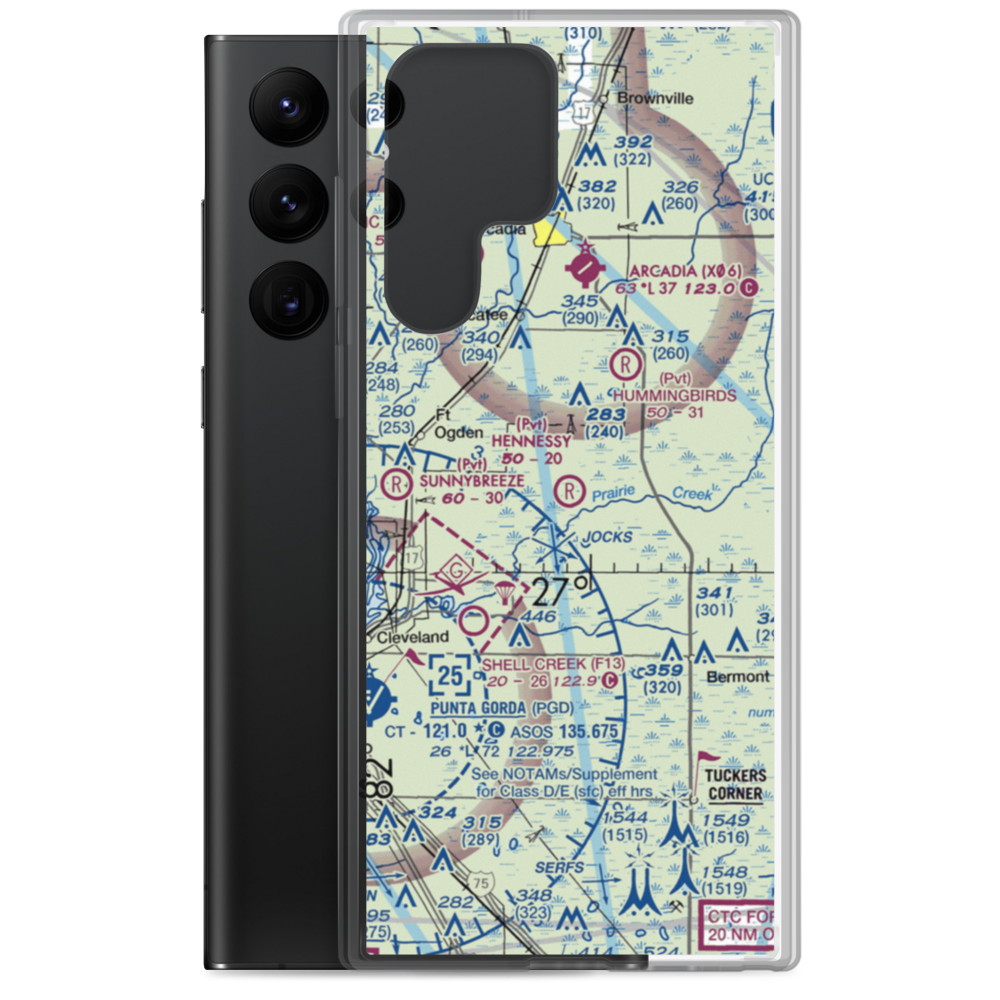 Hennessy Airport (26FD) VFR Sectional Samsung Case Samsung Galaxy S22 Ultra model shown