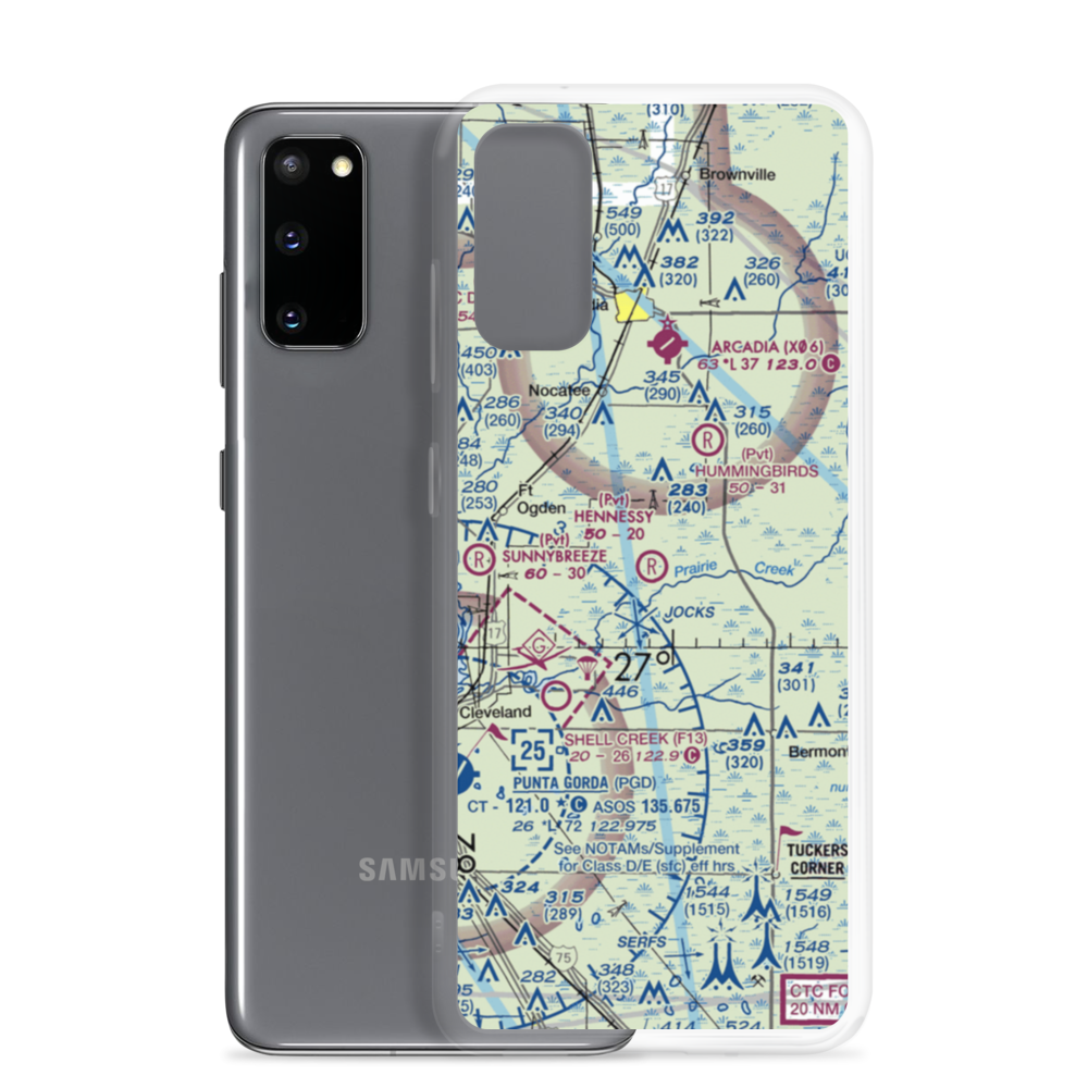 Hennessy Airport (26FD) VFR Sectional Samsung Case Samsung Galaxy S20 model shown