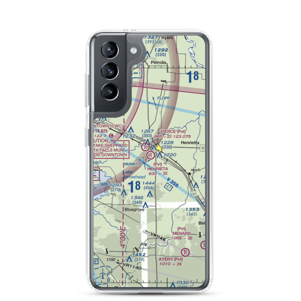 Henrietta Airport (8TS2) VFR Sectional Samsung Case Samsung Galaxy S21 model shown