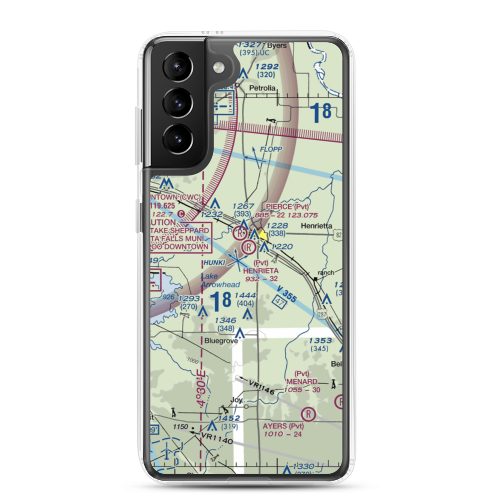 Henrietta Airport (8TS2) VFR Sectional Samsung Case Samsung Galaxy S21 Plus model shown