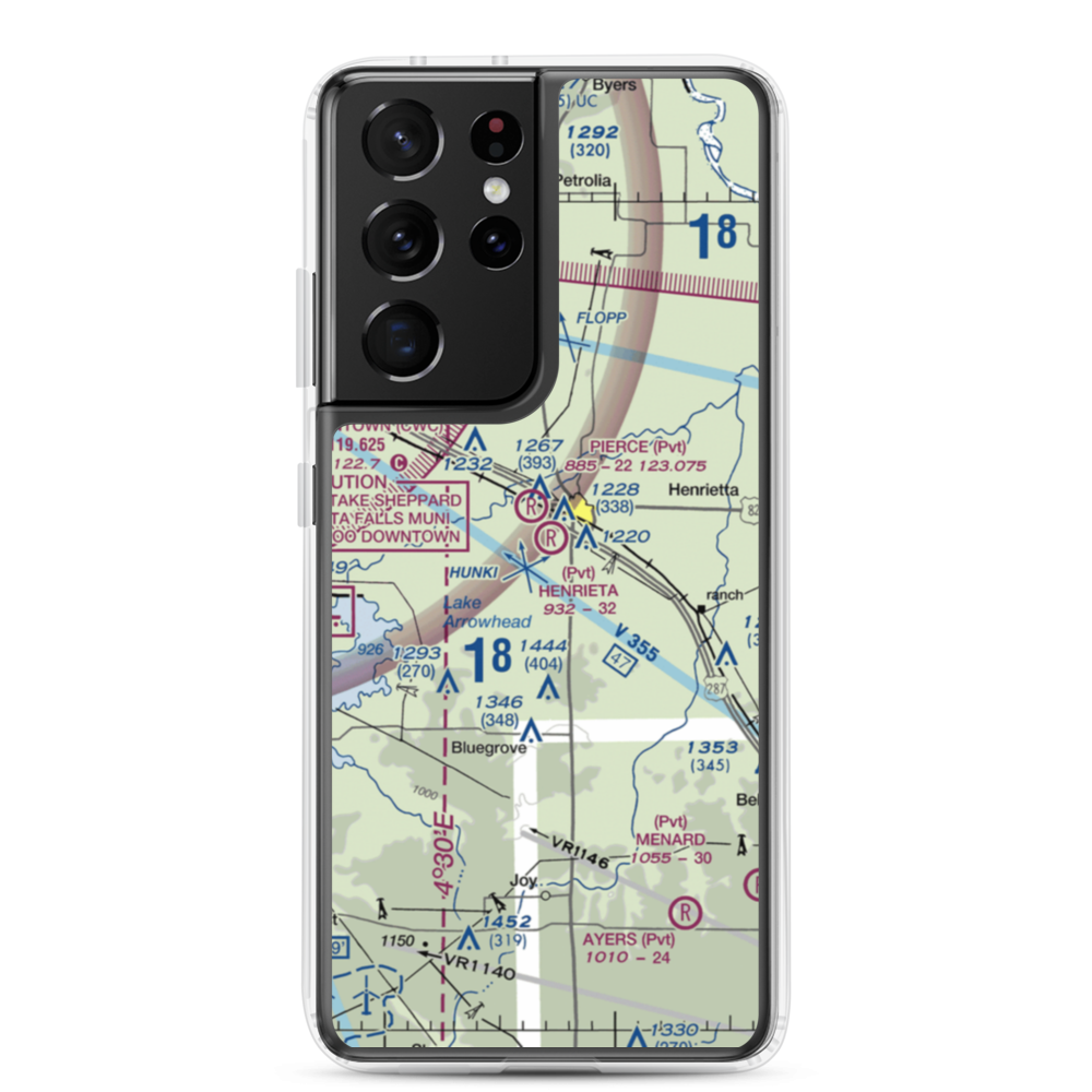 Henrietta Airport (8TS2) VFR Sectional Samsung Case Samsung Galaxy S21 Ultra model shown