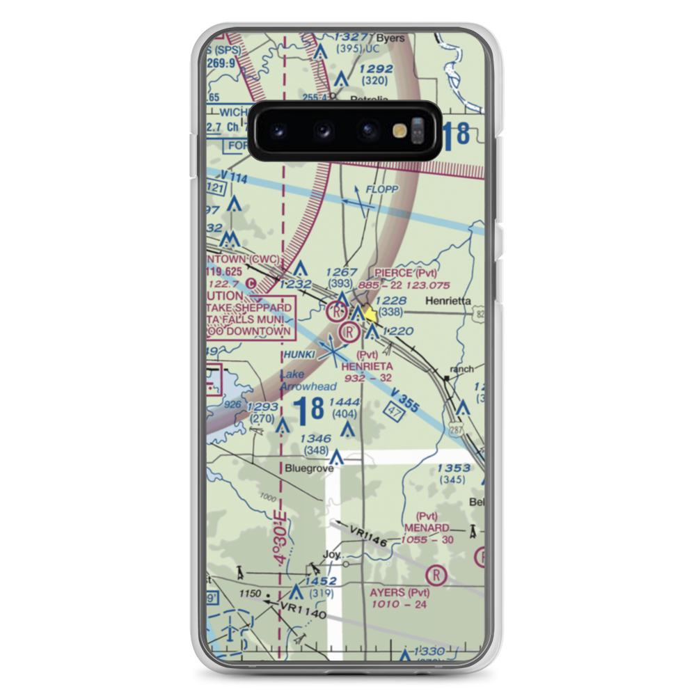 Henrietta Airport (8TS2) VFR Sectional Samsung Case Samsung Galaxy S10+ model shown