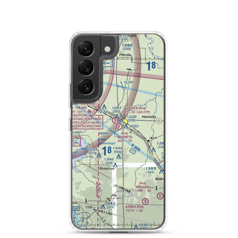 Henrietta Airport (8TS2) VFR Sectional Samsung Case Samsung Galaxy S22 model shown