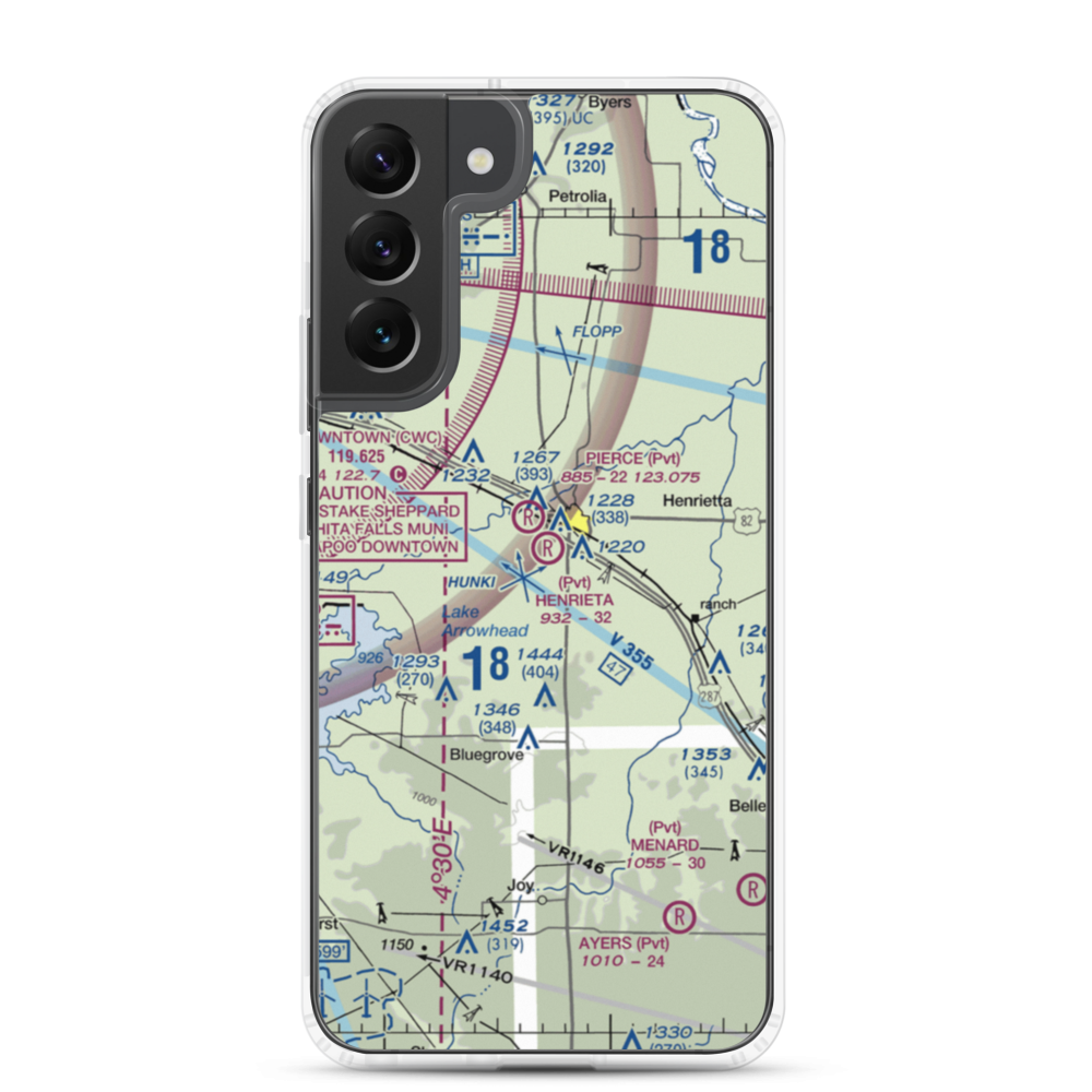 Henrietta Airport (8TS2) VFR Sectional Samsung Case Samsung Galaxy S22 Plus model shown