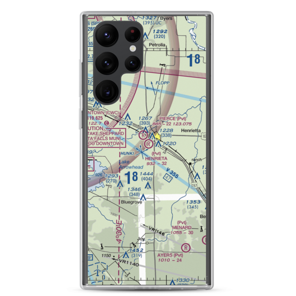 Henrietta Airport (8TS2) VFR Sectional Samsung Case Samsung Galaxy S22 Ultra model shown