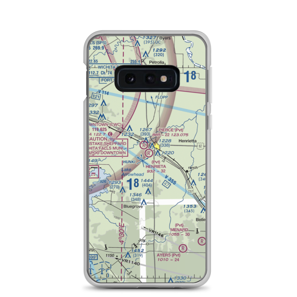 Henrietta Airport (8TS2) VFR Sectional Samsung Case Samsung Galaxy S10e model shown