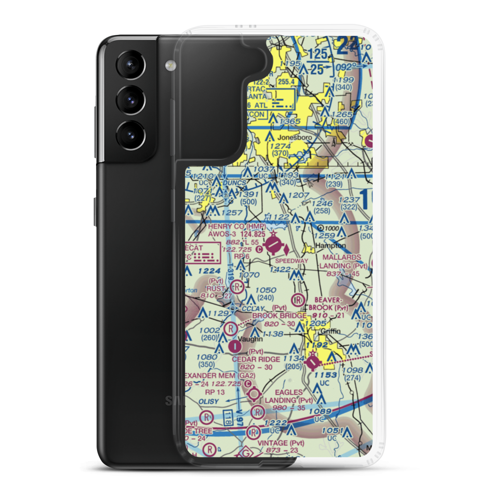 Henry County Airport (HMP) VFR Sectional Samsung Case Samsung Galaxy S21 Plus model shown