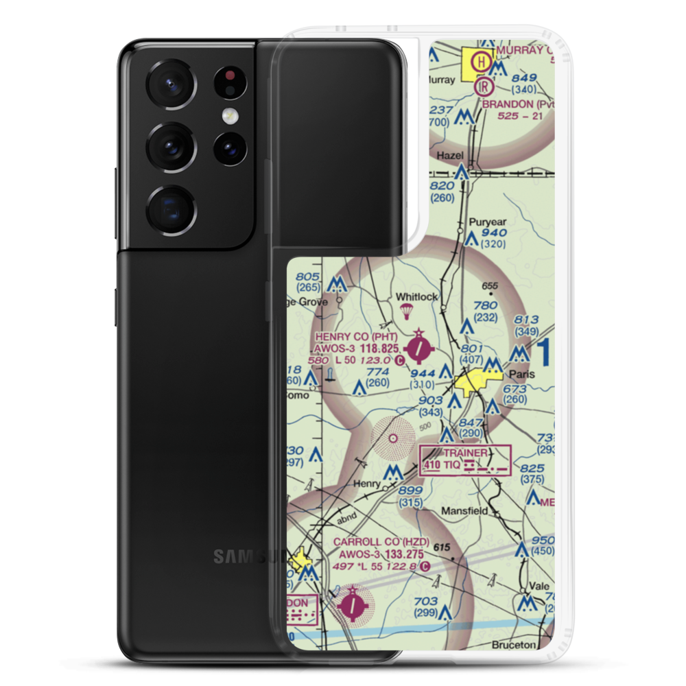 Henry County Airport (PHT) VFR Sectional Samsung Case Samsung Galaxy S21 Ultra model shown