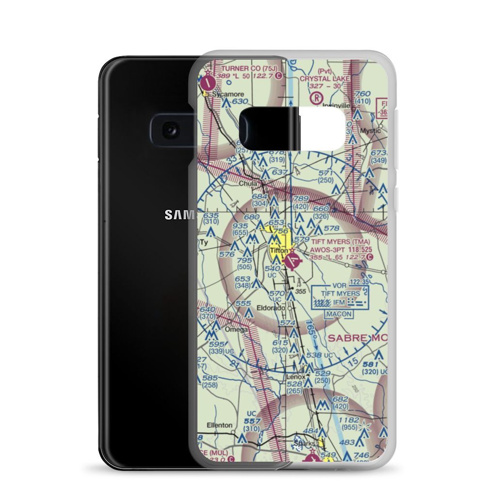 Henry Tift Myers Airport (TMA) VFR Sectional Samsung Case Samsung Galaxy S10e model shown