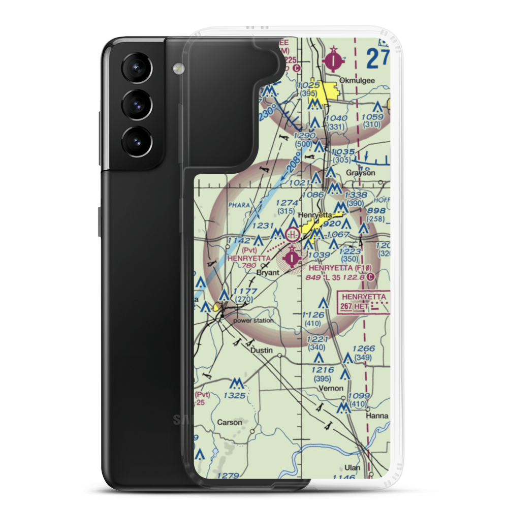 Henryetta Municipal Airport (F10) VFR Sectional Samsung Case Samsung Galaxy S21 Plus model shown