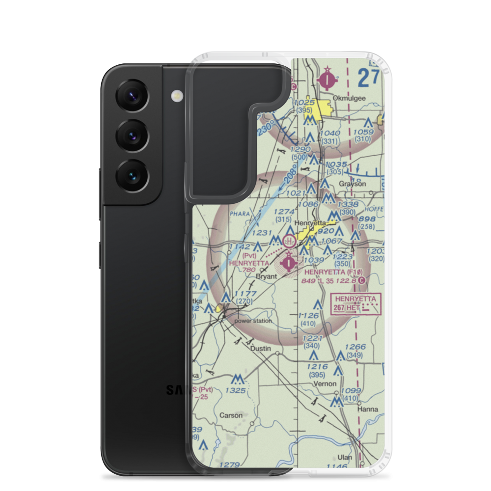 Henryetta Municipal Airport (F10) VFR Sectional Samsung Case Samsung Galaxy S22 model shown
