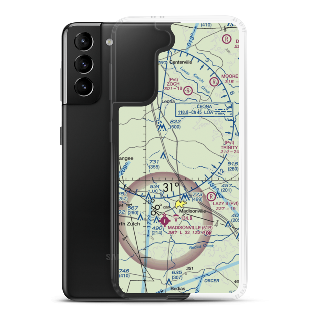 Hensarling Airport (47TS) VFR Sectional Samsung Case Samsung Galaxy S21 Plus model shown